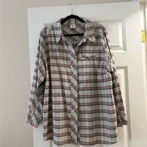 CAbi Plaid Shirt Jacket/Shacket in Pink and Gray